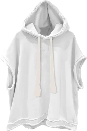 y2k Tops for Men Athletic Workout Gym Sleeveless Hoodie Active Baggy Pullover Vest Drawstring Hoody Top Sweatshirt