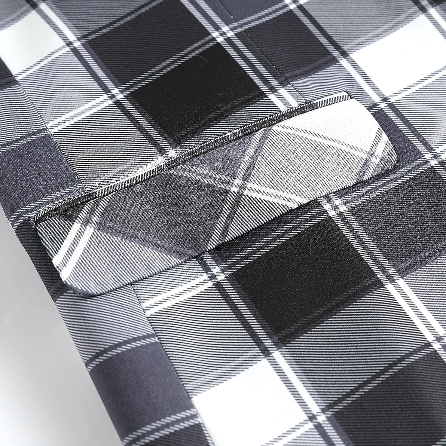 YFFUSHI Mens Slim Fit Suits 2 Piece Plaid Button Casual Formal Blazer Pants Set