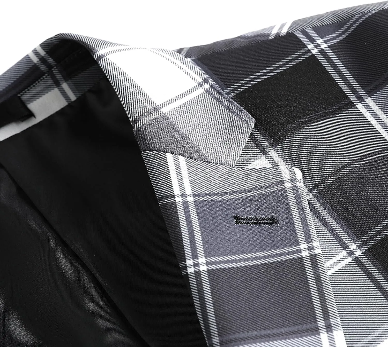 YFFUSHI Mens Slim Fit Suits 2 Piece Plaid Button Casual Formal Blazer Pants Set