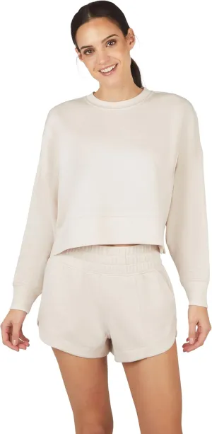 Yogalicious Softlite Zuri Cropped Crew Pullover Sweatshirt and Softlite Zuri Drawstring Short Set