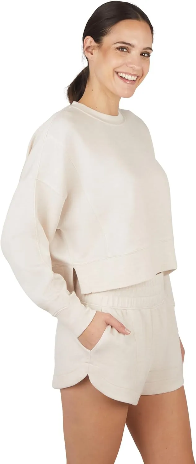 Yogalicious Softlite Zuri Cropped Crew Pullover Sweatshirt and Softlite Zuri Drawstring Short Set