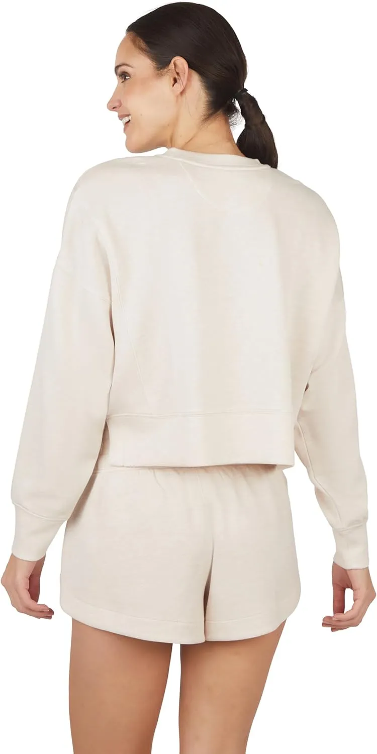 Yogalicious Softlite Zuri Cropped Crew Pullover Sweatshirt and Softlite Zuri Drawstring Short Set
