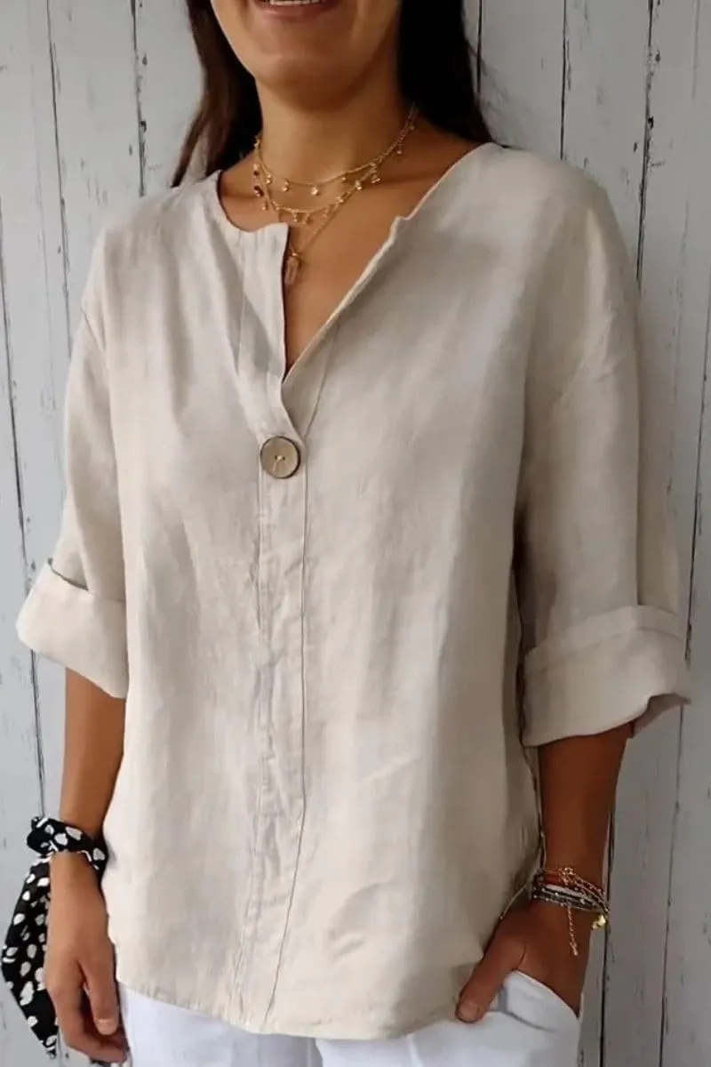 ZOCAVIA Women's Cotton Linen Blouses 2025 Summer Short Sleeve V Neck Ruffle Tops Casual Loose T Shirts Beach Vacation Blouse