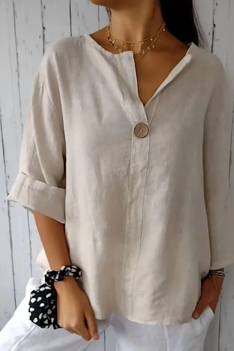 ZOCAVIA Women's Cotton Linen Blouses 2025 Summer Short Sleeve V Neck Ruffle Tops Casual Loose T Shirts Beach Vacation Blouse