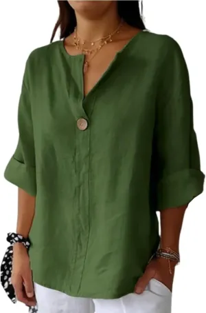 ZOCAVIA Women's Cotton Linen Blouses 2025 Summer Short Sleeve V Neck Ruffle Tops Casual Loose T Shirts Beach Vacation Blouse